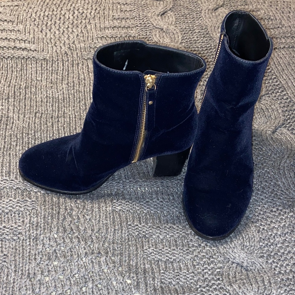 Shoes of Prey Midnight Blue Velvet Boots